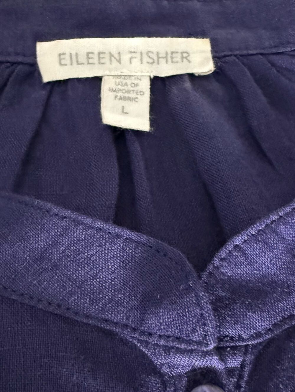 Eileen Fisher 100% Linen Purple Mandarin Collar Tunic Top - Picture 3 of 7